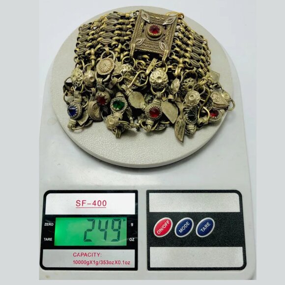 Tribal Kuchi Necklace, Dangling Tassels Vintage Choker Necklace, Boho Statement - Picture 8 of 10